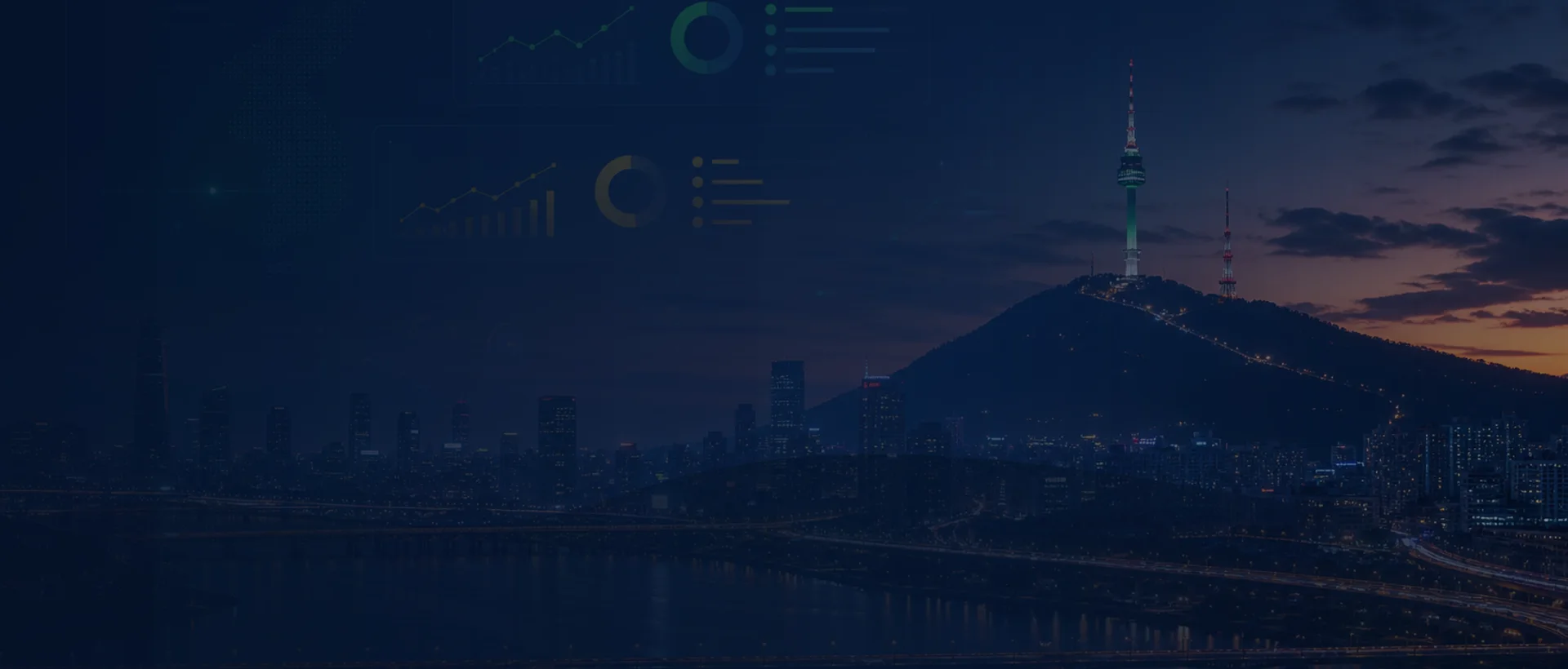 Seoul cityscape at night behind Inquivix consultation banner