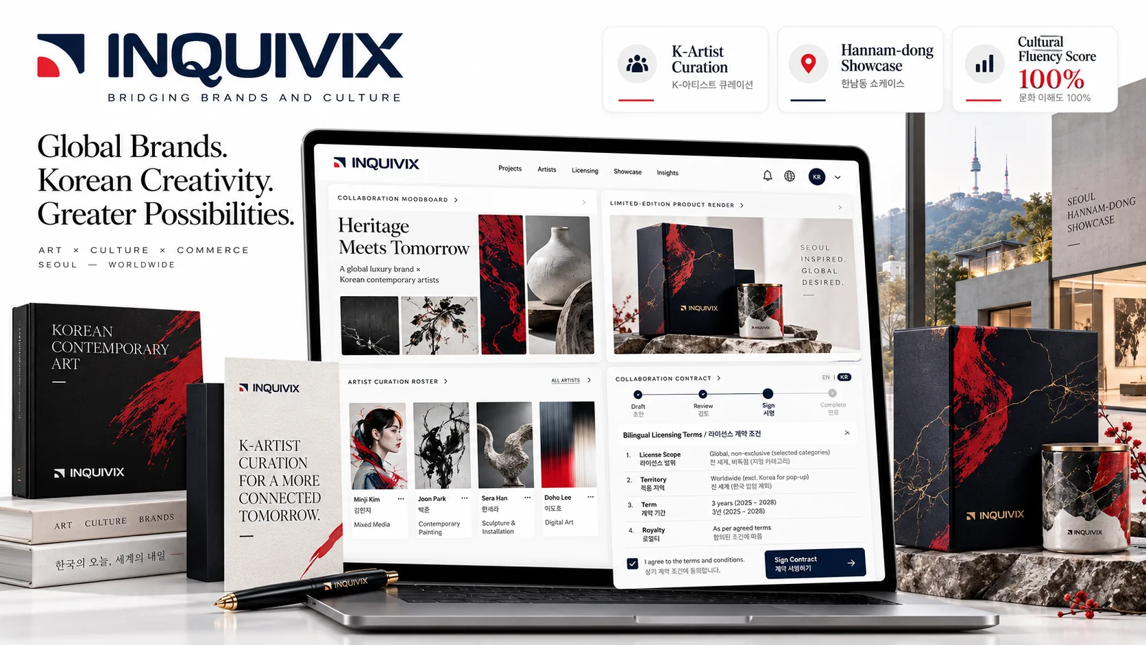 Brand collaboration partnerships with Korean artists, designers and local creators.