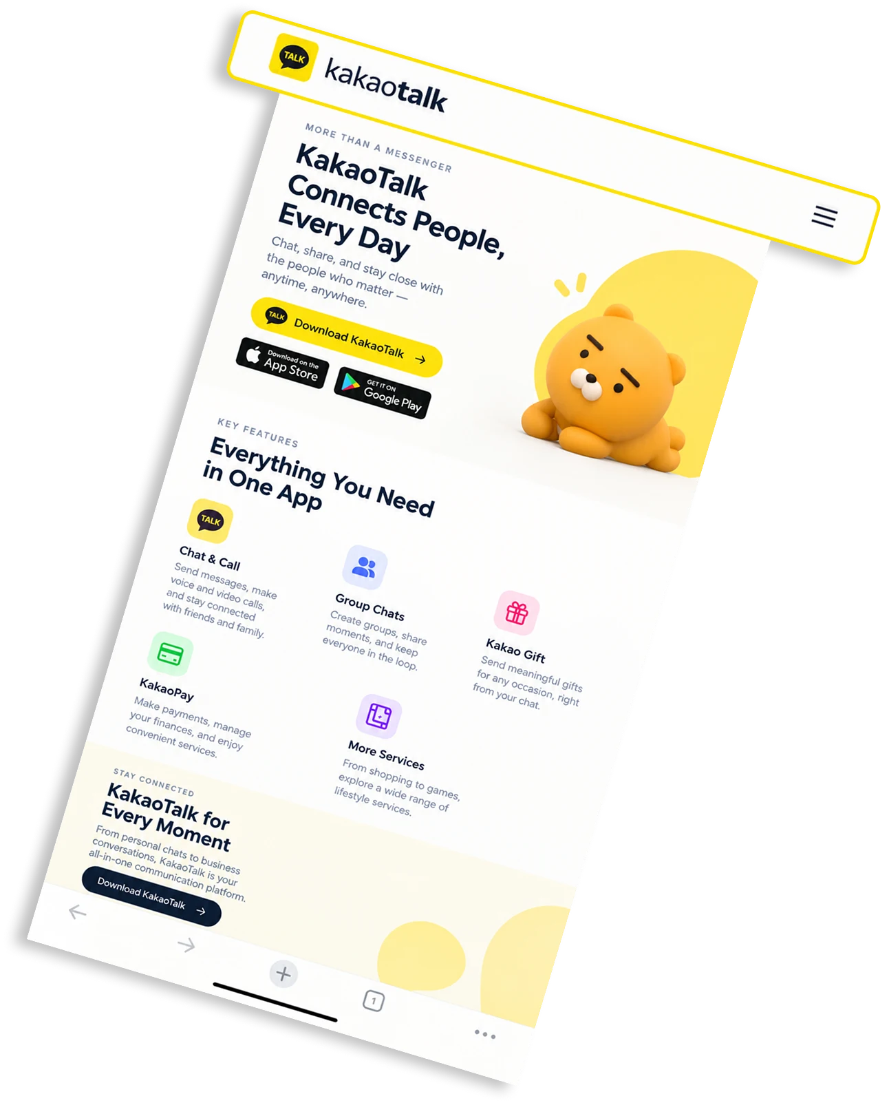 KakaoTalk channel and advertising interface preview