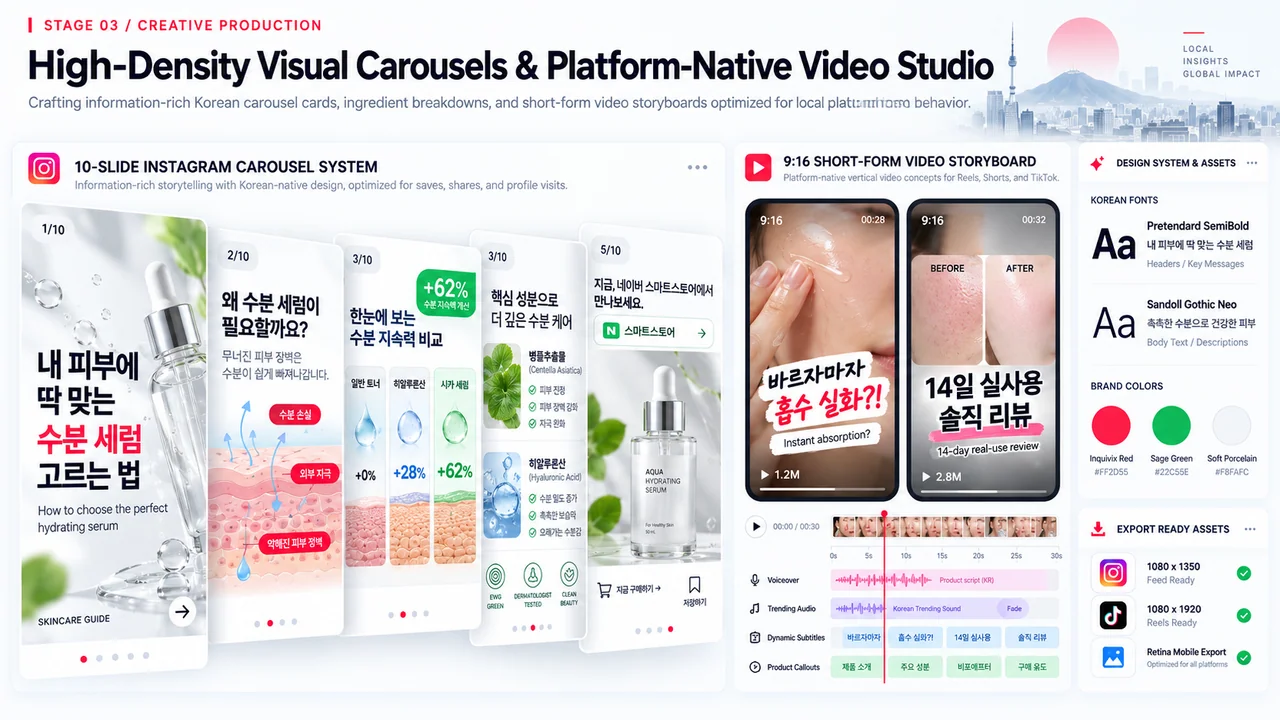High-Density Visual Carousels & Platform-Native Video Studio.