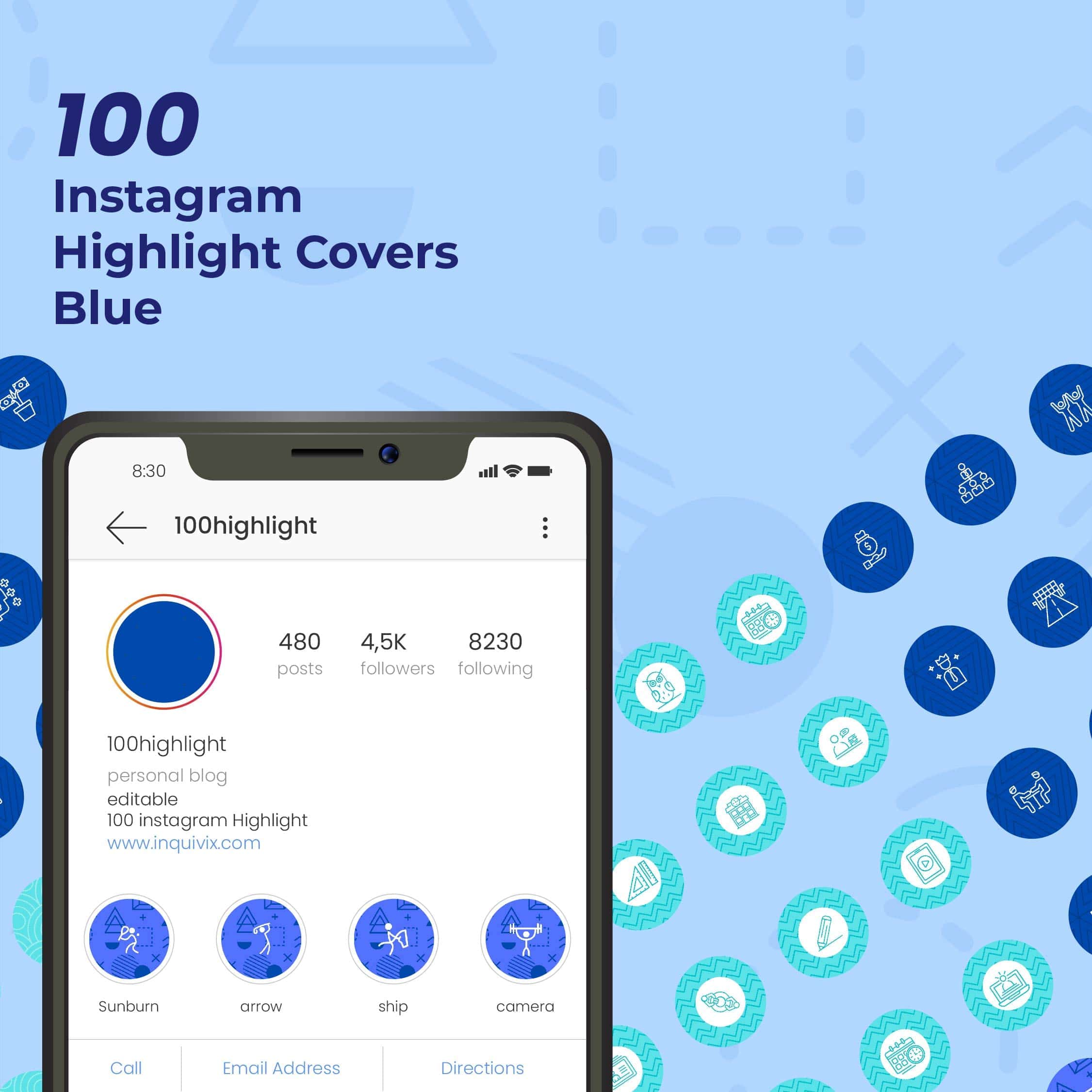 instagram highlight covers blue