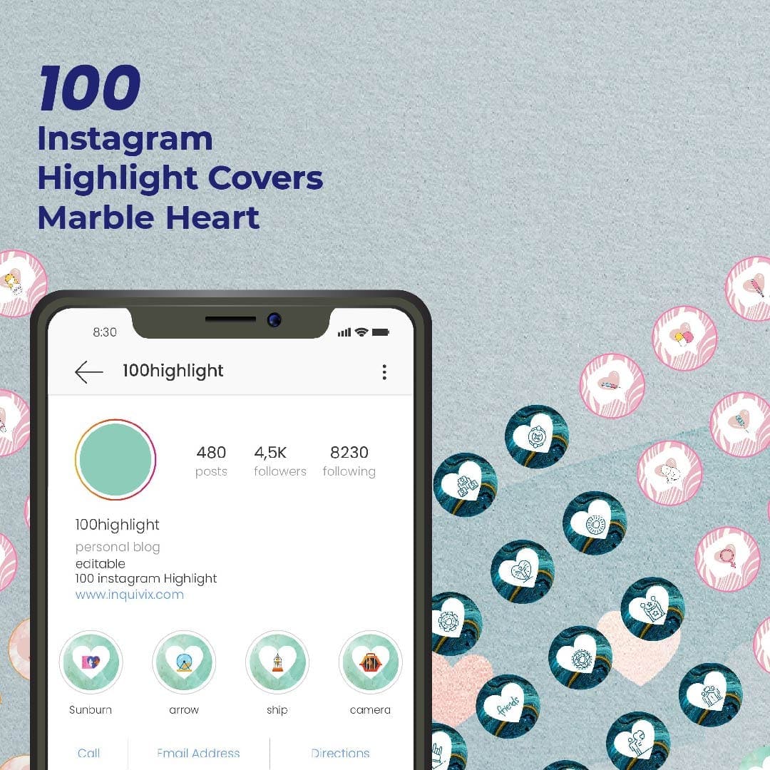 instagram highlight covers marble heart