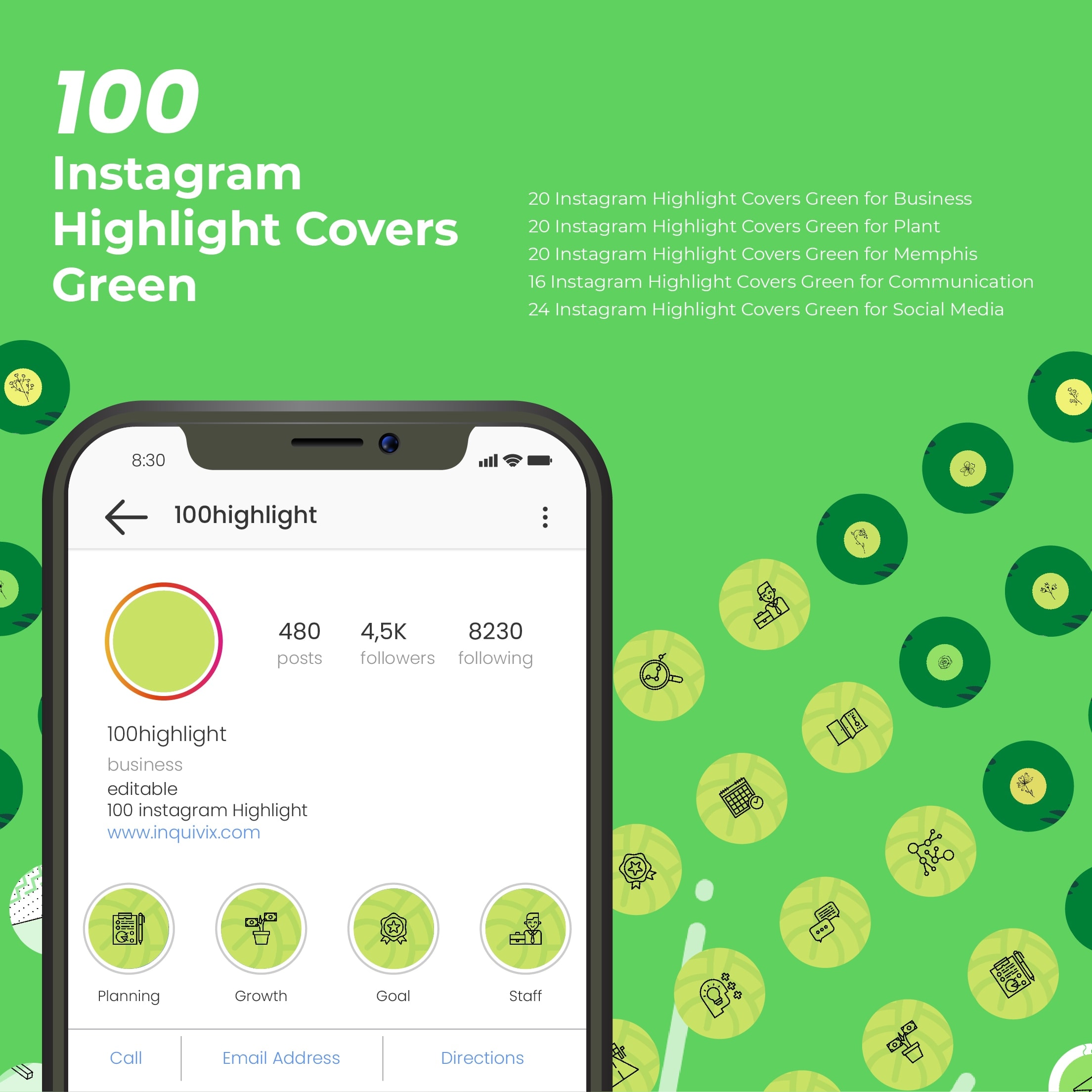 instagram highlight covers green
