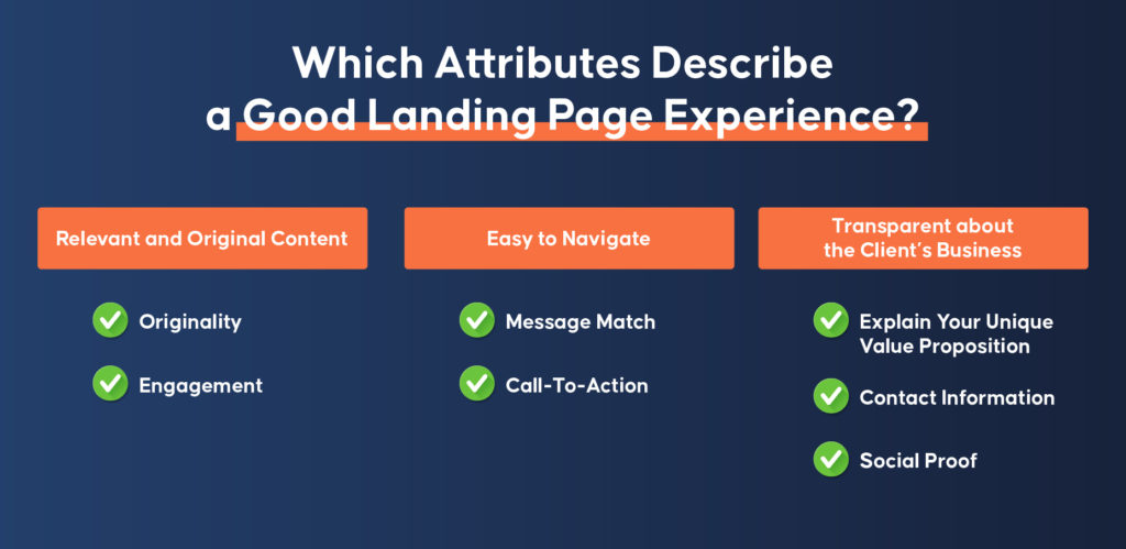Which Attributes Describe a Good Landing Page Experience?