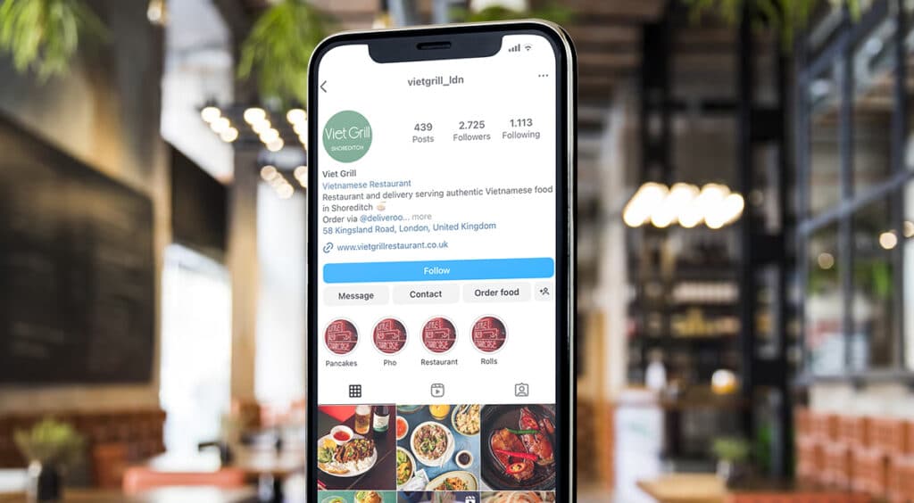 The Instagram feed of a restaurant